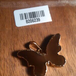 Agate Goldtone Butterfly Brass Pendant